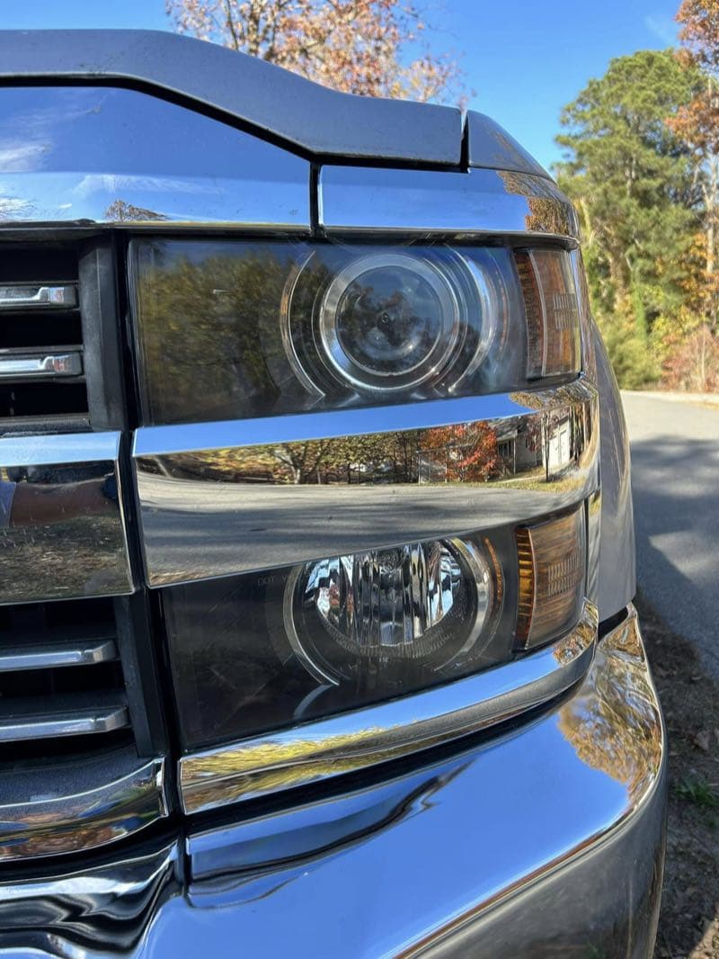 Restored clear headlight on Chevy Silverado