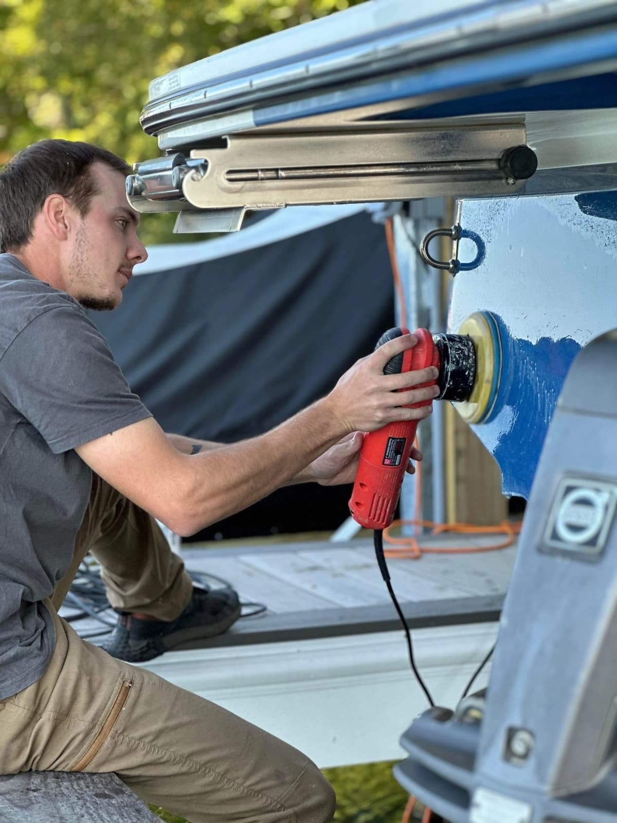 Boat exterior after ceramic coating application