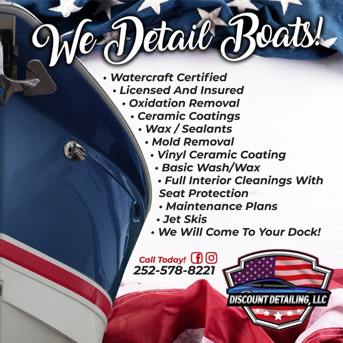Marine detailing on a boat hull with oxidation removed